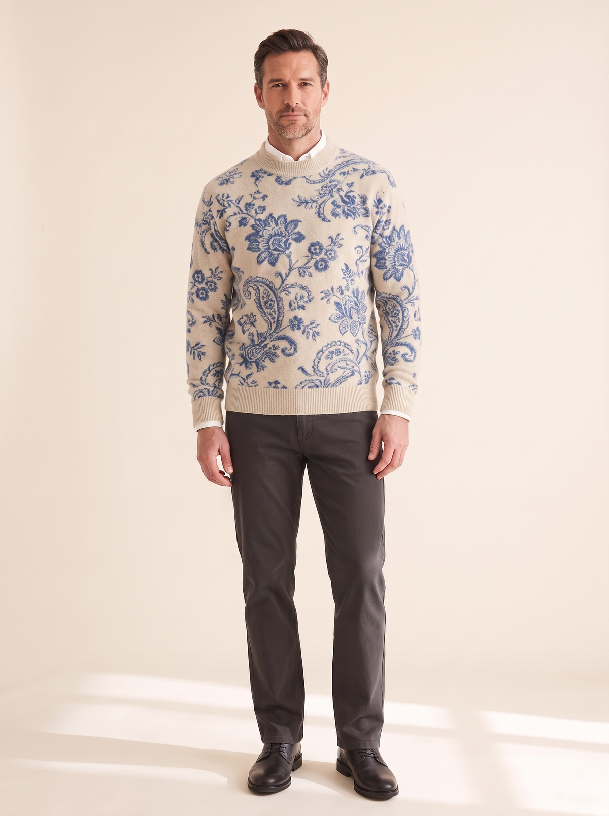 Flower Blue Round Neck