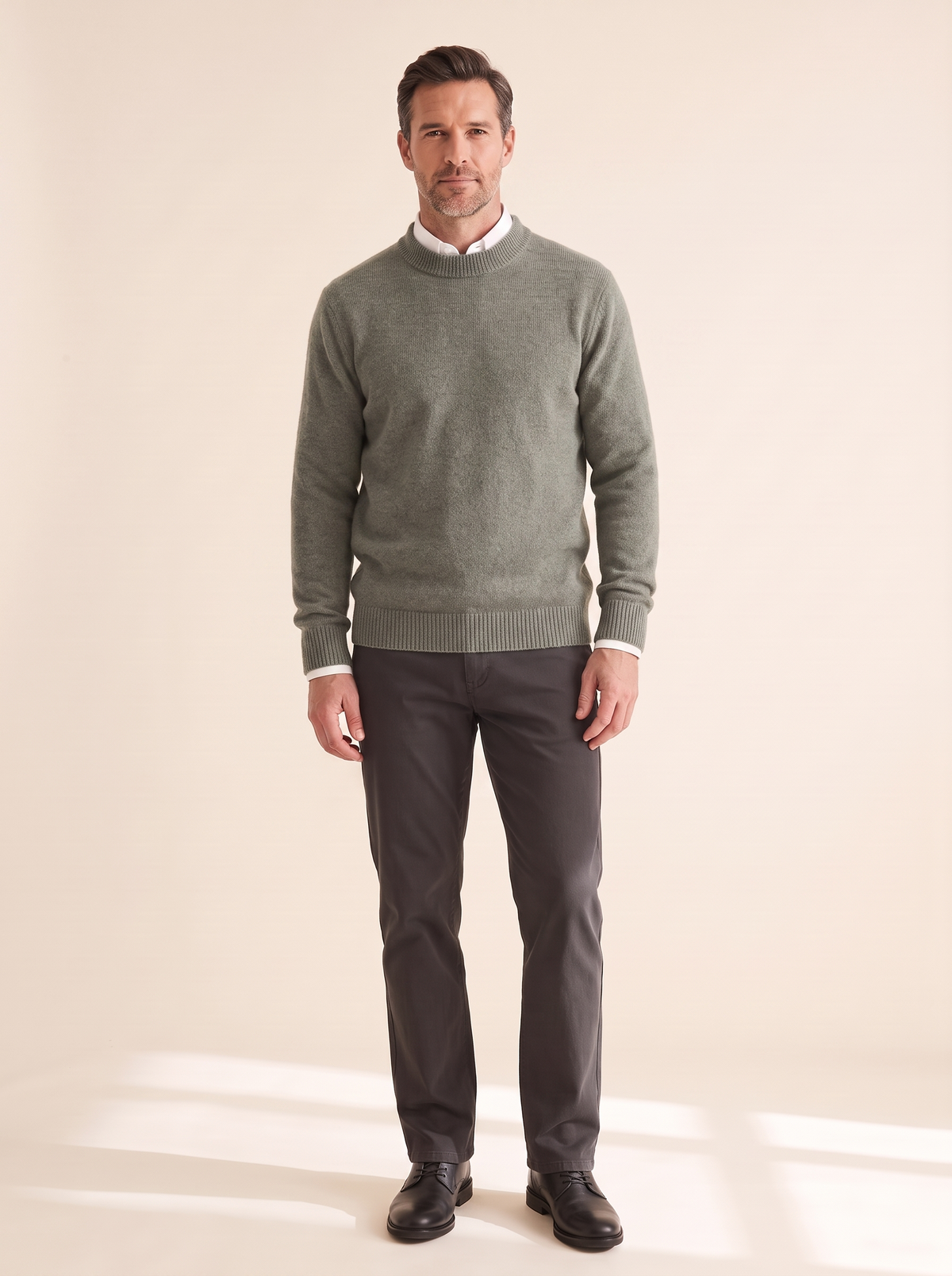 Gray Green Round Neck
